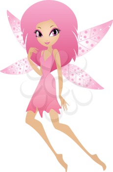 Royalty Free Clipart Image of a Pink Fairy