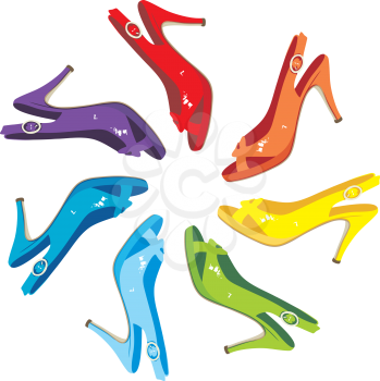 Royalty Free Clipart Image of a Circle of Women's Shoes