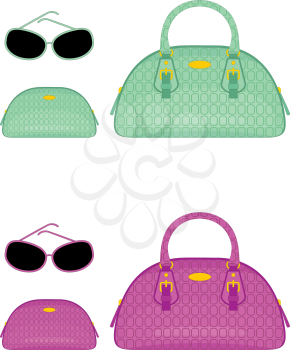 Royalty Free Clipart Image of Bags and Sunglasses