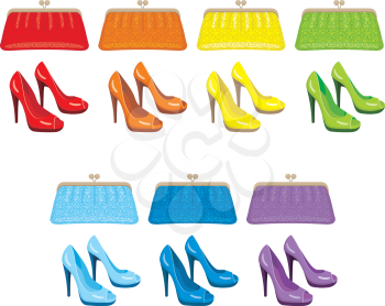 Royalty Free Clipart Image of Bags and Shoes