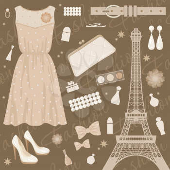 Royalty Free Clipart Image of a Fashion and Eiffel Tower Background