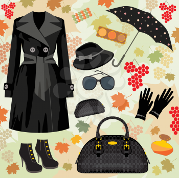 Royalty Free Clipart Image of an Autumn Background With Fashion