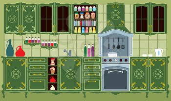 Royalty Free Clipart Image of a Kitchen