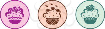 Royalty Free Clipart Image of a Set of Cupcake Icons