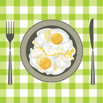 Royalty Free Clipart Image of Fried Eggs on a Plate