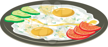 Royalty Free Clipart Image of Fried Eggs and Vegetables