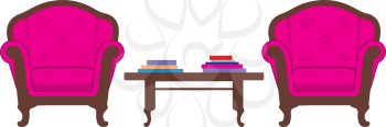 Royalty Free Clipart Image of Two Chairs and a Table