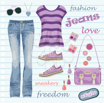 Royalty Free Clipart Image of a Casual Fashion Background