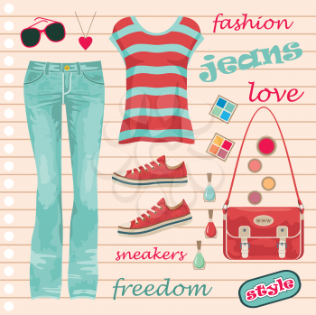 Royalty Free Clipart Image of a Casual Fashion Background