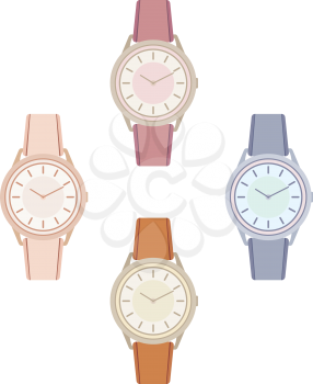 Royalty Free Clipart Image of Four Wristwatches