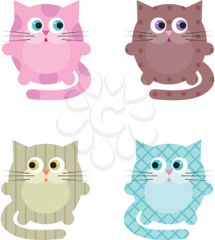 Royalty Free Clipart Image of Four Colourful Cartoon Cats
