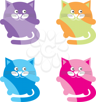 Royalty Free Clipart Image of Four Cartoon Cats