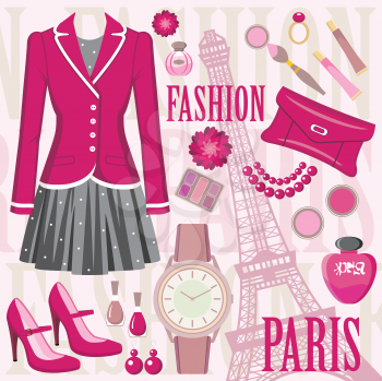 Royalty Free Clipart Image of a Fashion and Paris Background
