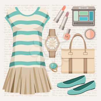 Royalty Free Clipart Image of a Fashion Set and Accessories