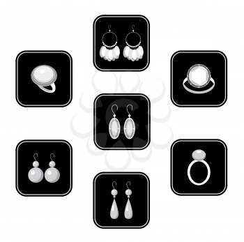 Royalty Free Clipart Image of Rings and Earrings
