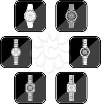 Royalty Free Clipart Image of a Set of Wristwatches