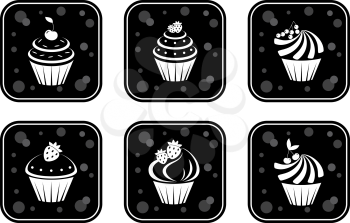 Royalty Free Clipart Image of Cupcake Icons