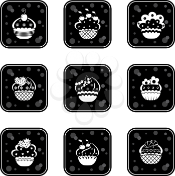 Royalty Free Clipart Image of Cupcake Icon Set