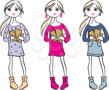 Royalty Free Clipart Image of Girls With Books