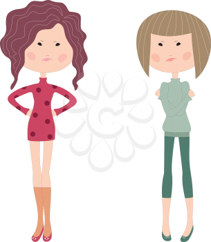 Royalty Free Clipart Image of Two Angry Women