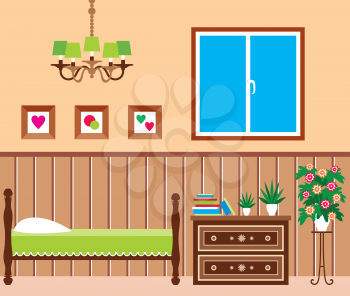 Royalty Free Clipart Image of a Bedroom
