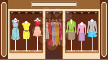 Royalty Free Clipart Image of a Woman's Clothing Store