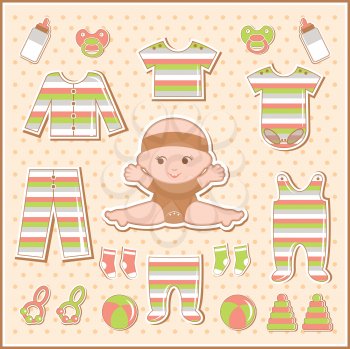 Royalty Free Clipart Image of Baby Scrapbook Elements