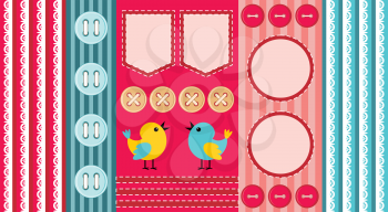 Royalty Free Clipart Image of a Scrapbook Template With Birds