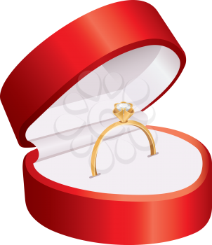 Royalty Free Clipart Image of a Diamond in a Jewellery Box