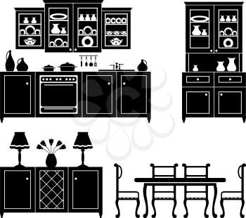 Royalty Free Clipart Image of Kitchen Furniture
