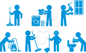 Set of icon cleaning with figure people