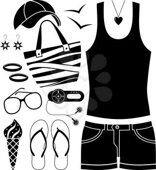 Black fashion set. Icons