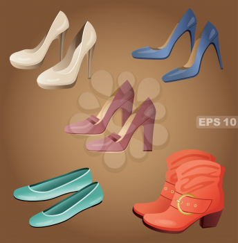 Female shoes set. vector, EPS10, gradient