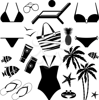 Set of icons with swimming suits