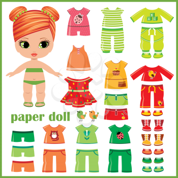 Paper doll with clothes set