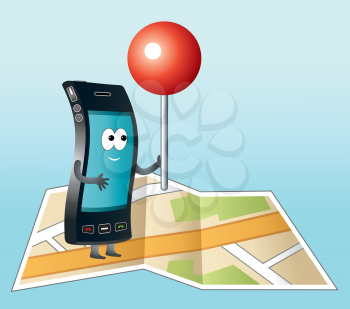 Smartphone with GPS icon. vector, gradient, EPS 10 