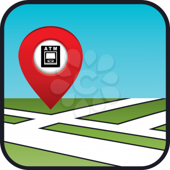 Street map icon with the pointer ATM. vector, gradient, EPS10 