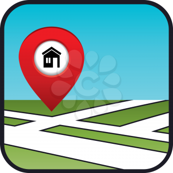 Street map icon with the pointer home. vector, gradient, EPS10