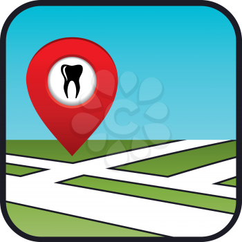 Street map icon with the pointer dental services. vector, gradient, EPS10 