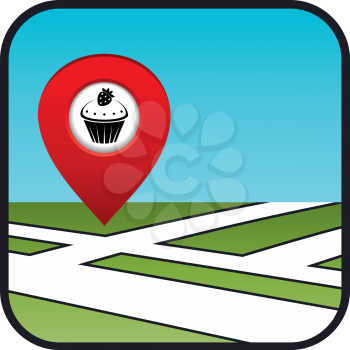 Street map icon with the pointer confectionery. vector, gradient, EPS10 