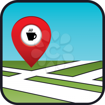 Street map icon with the pointer coffee shops, cafes. vector, gradient, EPS10 