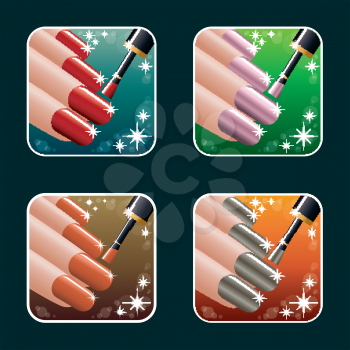 Set of icons of women's manicure. vector, gradient, transparency, EPS10 