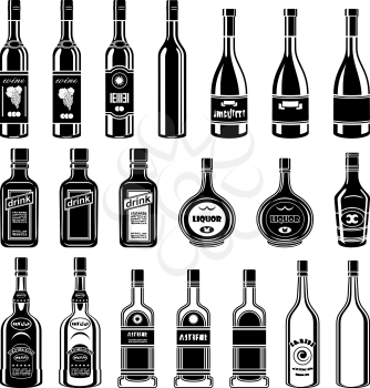 Set of alcohol bottles.Vector illustration