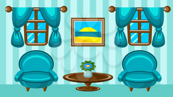 Picture dining room with design elements. Vector illustration