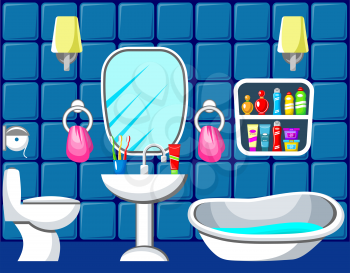 Preview bathroom with design elements. Vector illustration