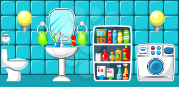 Preview bathroom with design elements.  Vector illustration