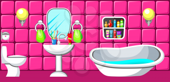 Preview bathroom with design elements.  Vector illustration