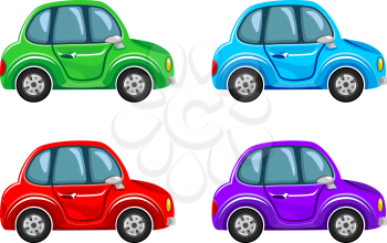Cartoon image of cars of different colors. Vector illustration