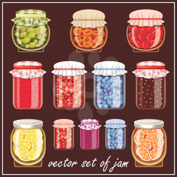 Image jars of different shapes and jam.