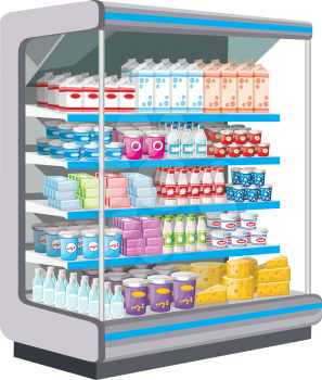 Supermarket. Dairy products. vector
